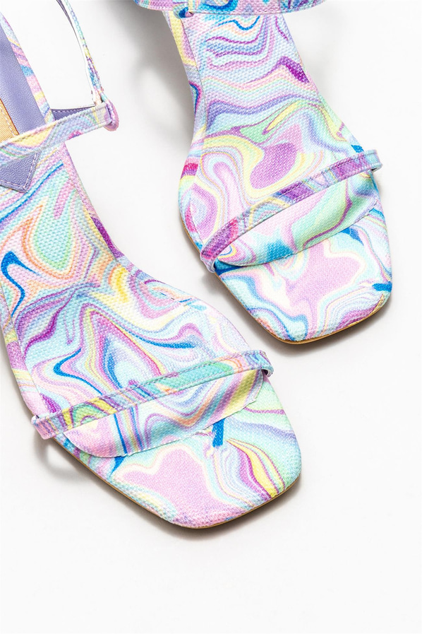 Lila topuklu kadın sandalet - Elle Shoes