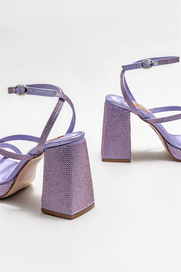 Lila topuklu kadın sandalet - Elle Shoes