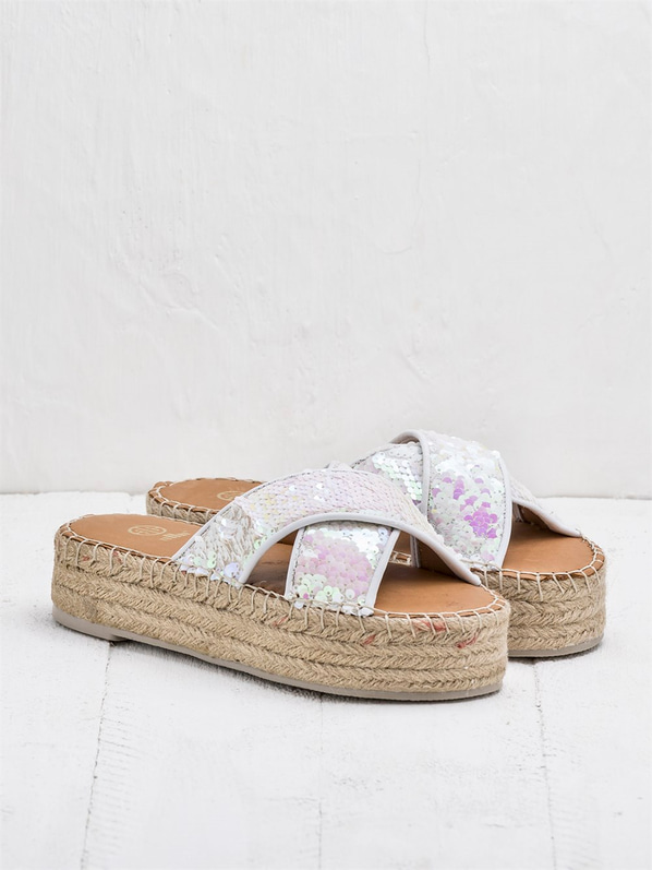 Beyaz kadın terlik - Elle Shoes