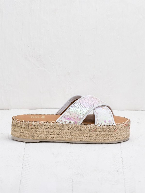 Beyaz kadın terlik - Elle Shoes