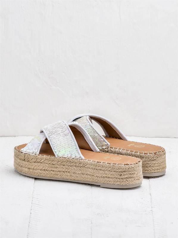 Beyaz kadın terlik - Elle Shoes