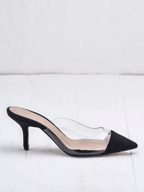 Siyah ince topuklu kadın terlik - Elle Shoes