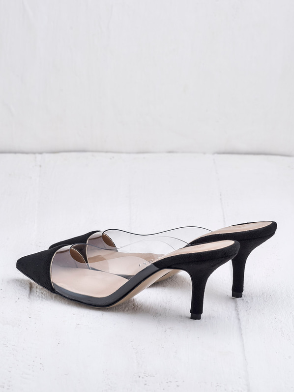 Siyah ince topuklu kadın terlik - Elle Shoes