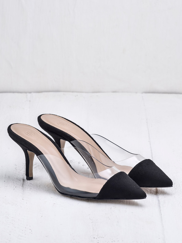 Siyah ince topuklu kadın terlik - Elle Shoes