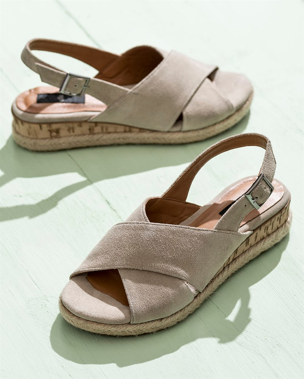 Bej deri kadın sandalet - Elle Shoes