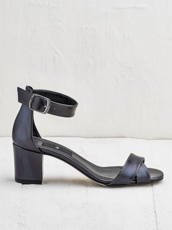 Siyah kalın topuklu kadın sandalet - Elle Shoes