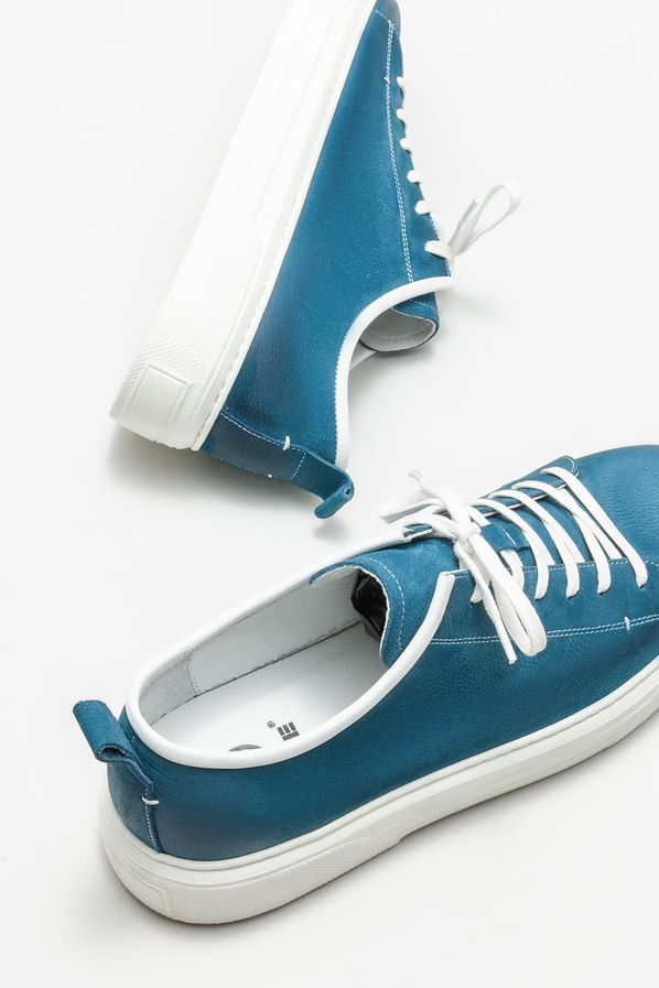 Mavi deri erkek günlük ayakkabı, günlük kullanım için - Elle Shoes