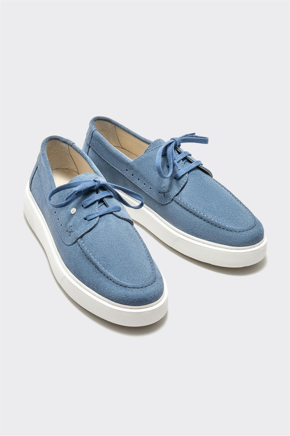 Mavi deri simli erkek günlük ayakkabı, rahat kullanım için - Elle Shoes