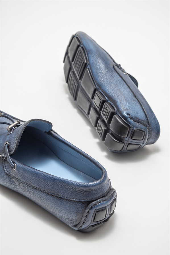 Mavi deri erkek günlük ayakkabı, günlük kullanım için - Elle Shoes