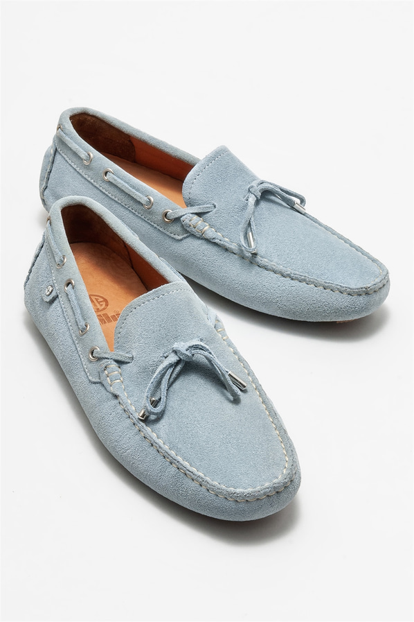 Mavi deri erkek günlük ayakkabı, günlük kullanım için - Elle Shoes