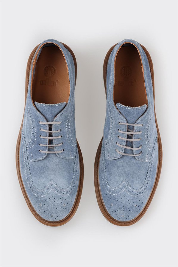 Mavi deri erkek günlük ayakkabı, günlük kullanım için - Elle Shoes