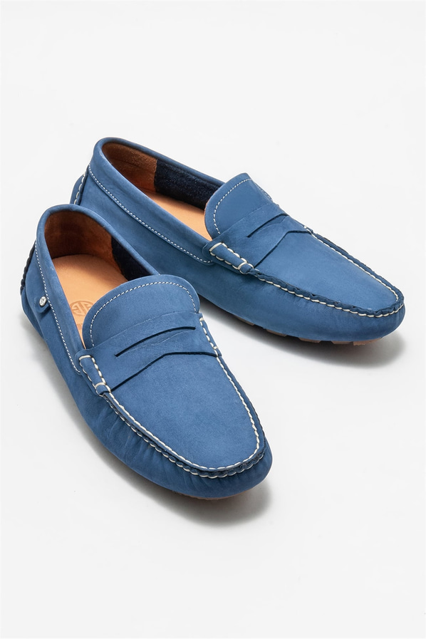 Mavi deri erkek günlük ayakkabı, günlük kullanım için - Elle Shoes