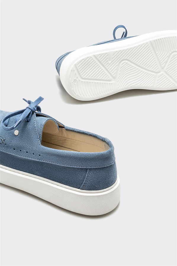 Mavi deri simli erkek günlük ayakkabı, rahat kullanım için - Elle Shoes