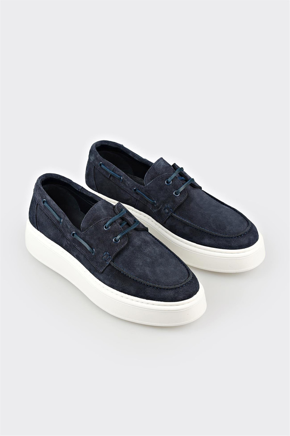 Mavi Deri Erkek Günlük Ayakkabı