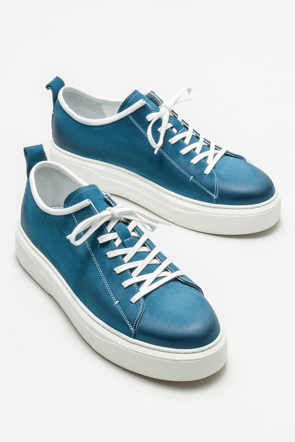 Mavi deri erkek günlük ayakkabı, günlük kullanım için - Elle Shoes