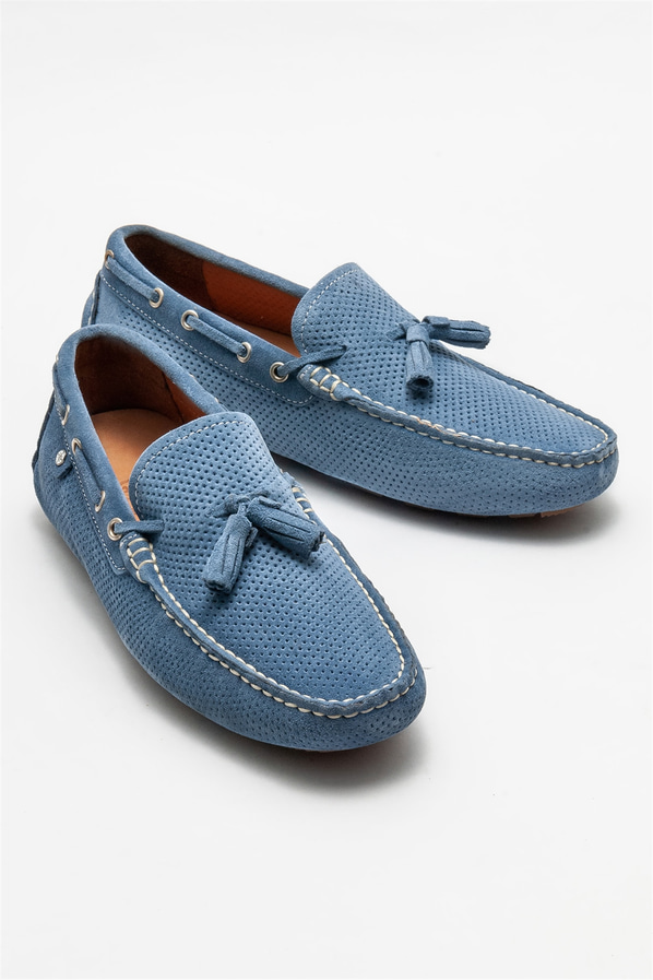 Mavi deri erkek günlük ayakkabı, günlük kullanım için - Elle Shoes