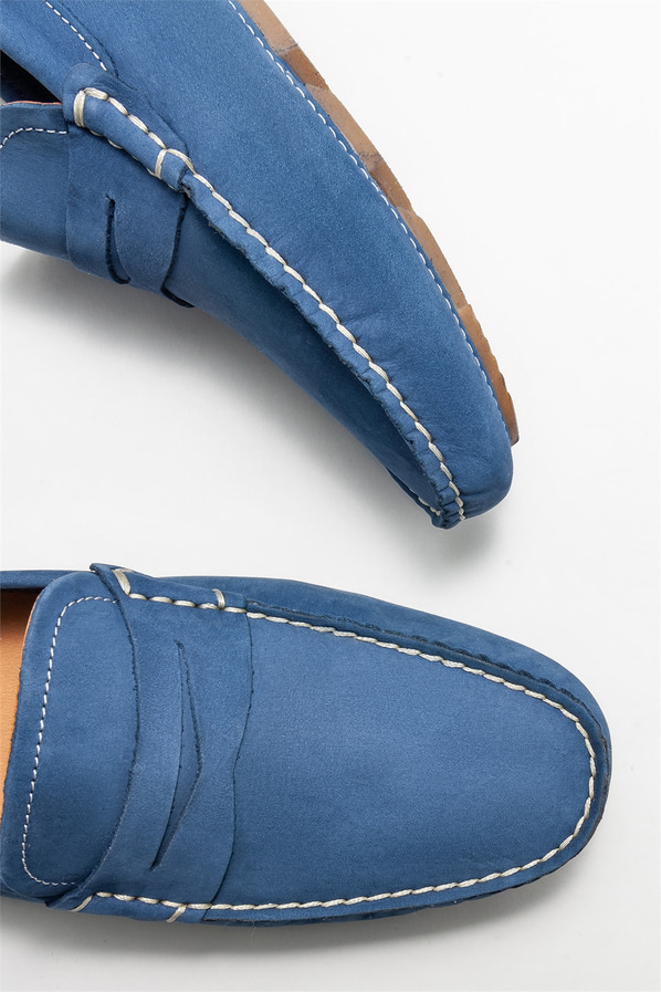 Mavi deri erkek günlük ayakkabı, günlük kullanım için - Elle Shoes