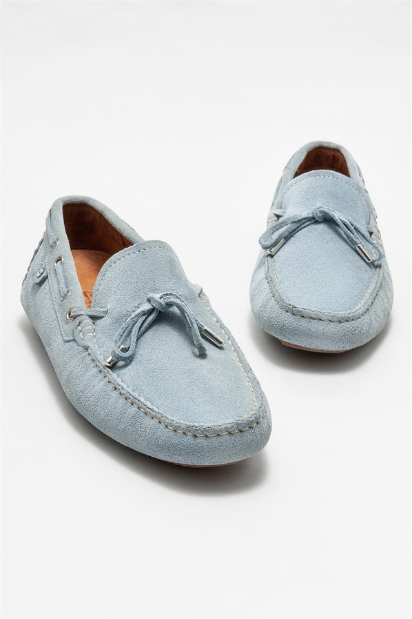 Mavi deri erkek günlük ayakkabı, günlük kullanım için - Elle Shoes
