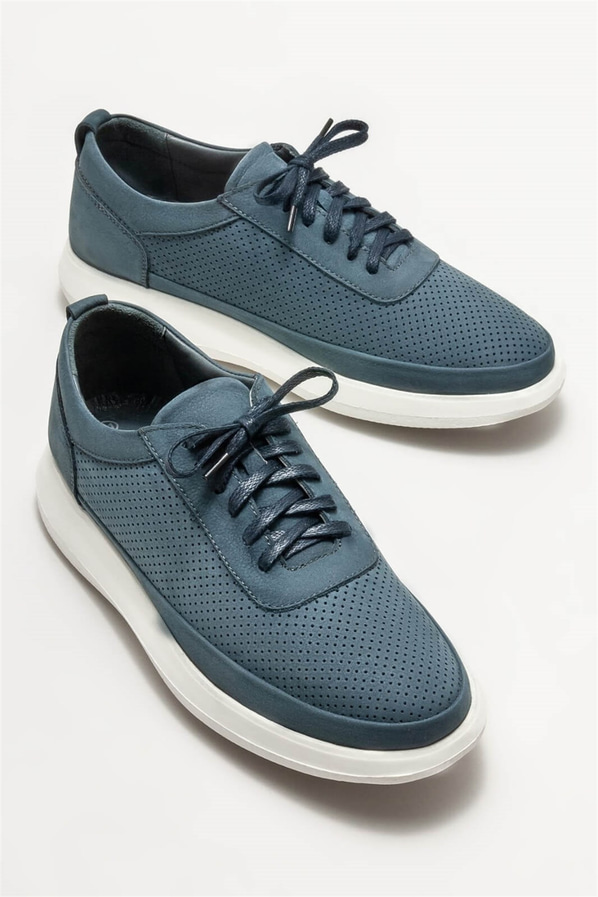 Mavi deri erkek günlük ayakkabı, günlük kullanım için - Elle Shoes