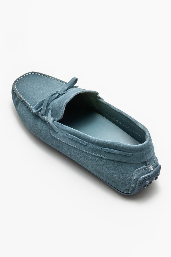 Mavi deri erkek loafer, günlük kullanım için - Elle Shoes