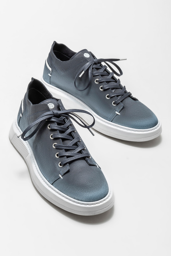 Mavi deri erkek günlük ayakkabı, günlük kullanım için - Elle Shoes