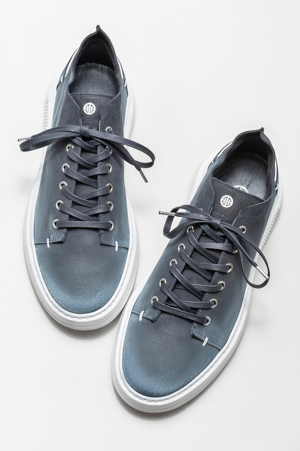 Mavi deri erkek günlük ayakkabı, günlük kullanım için - Elle Shoes