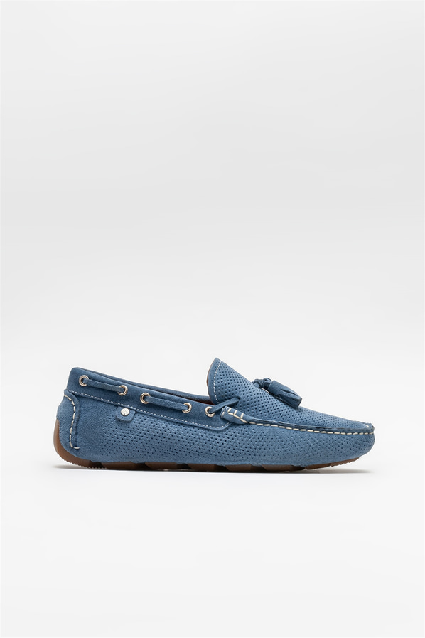 Mavi deri erkek günlük ayakkabı, günlük kullanım için - Elle Shoes