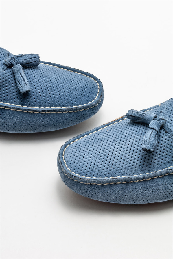 Mavi deri erkek günlük ayakkabı, günlük kullanım için - Elle Shoes