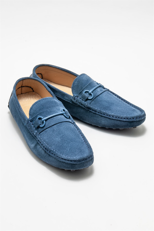 Mavi deri erkek günlük ayakkabı, günlük kullanım için - Elle Shoes