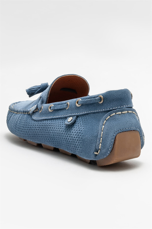 Mavi deri erkek günlük ayakkabı, günlük kullanım için - Elle Shoes
