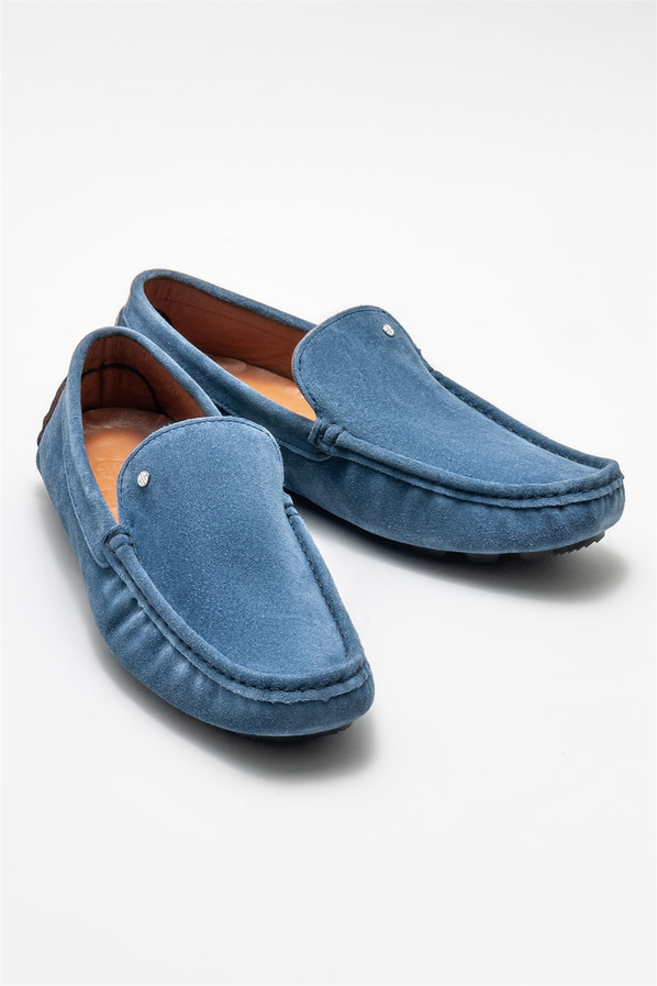 Mavi deri erkek günlük ayakkabı, günlük kullanım için - Elle Shoes