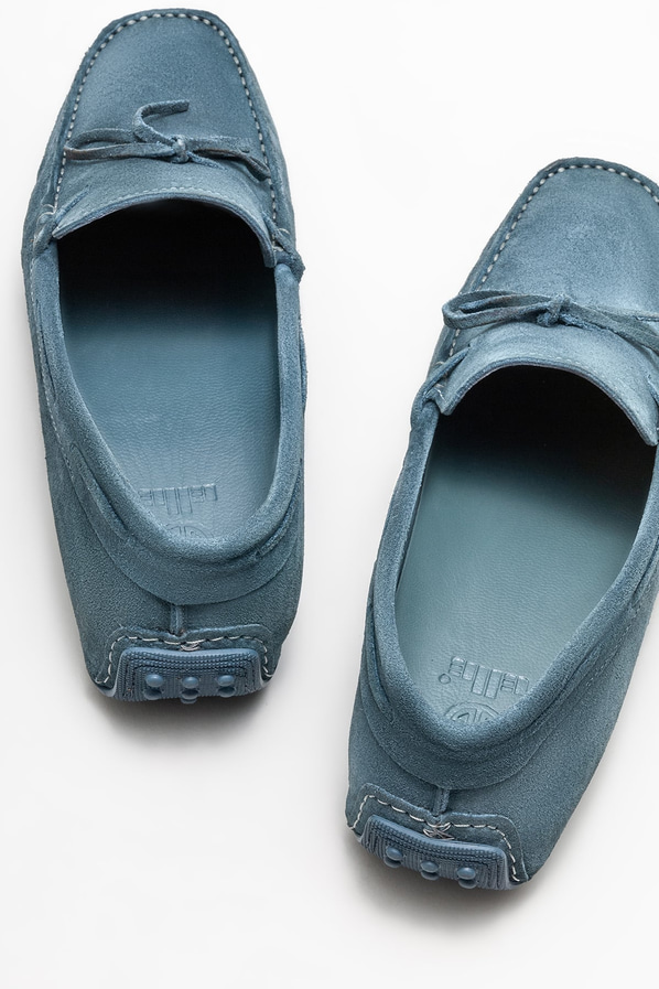 Mavi deri erkek loafer, günlük kullanım için - Elle Shoes