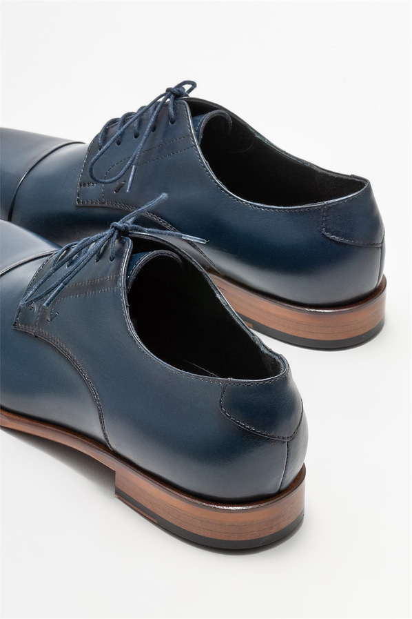 Mavi deri erkek klasik ayakkabı - Elle Shoes