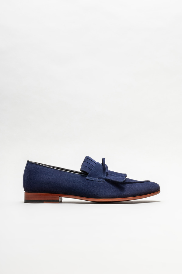 Mavi deri erkek loafer, klasik stil için - Elle Shoes