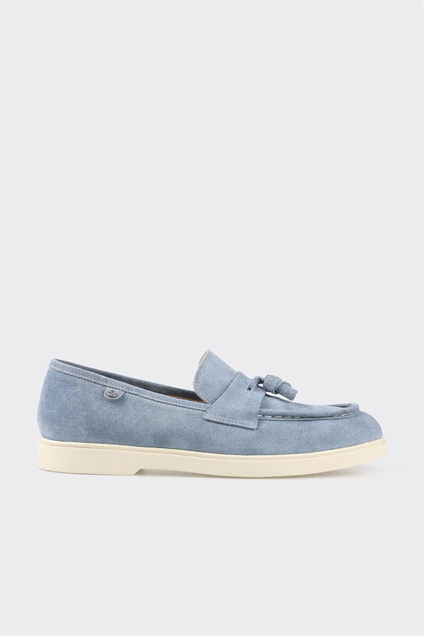 Mavi deri erkek loafer - Elle Shoes