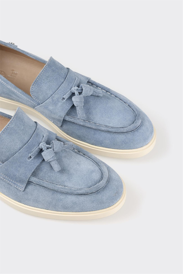 Mavi deri erkek loafer - Elle Shoes