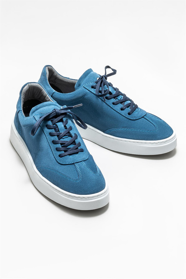 Mavi deri erkek spor ayakkabı - Elle Shoes
