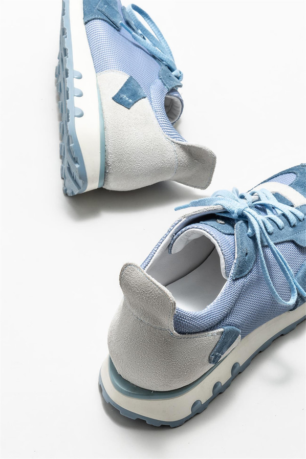 Mavi deri erkek spor ayakkabı - Elle Shoes