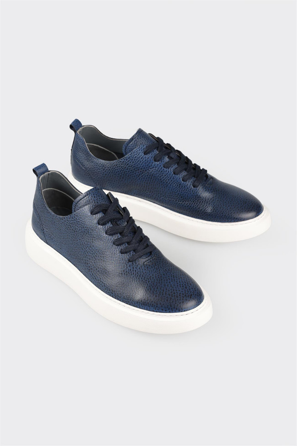 Mavi deri erkek spor ayakkabı - Elle Shoes