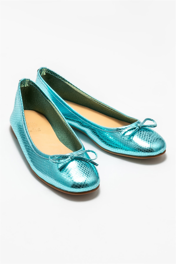 Mavi deri kadın babet - Elle Shoes