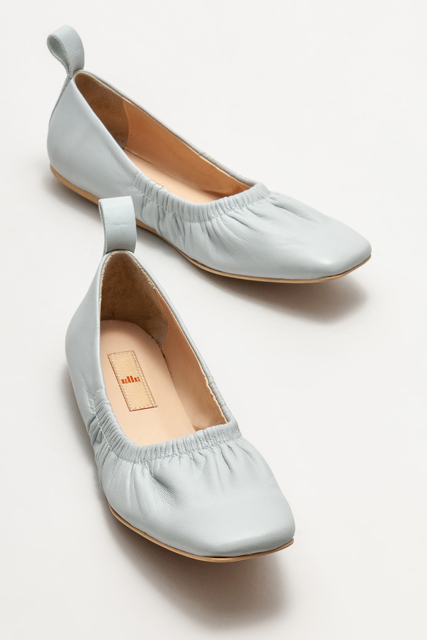 Mavi deri kadın babet - Elle Shoes