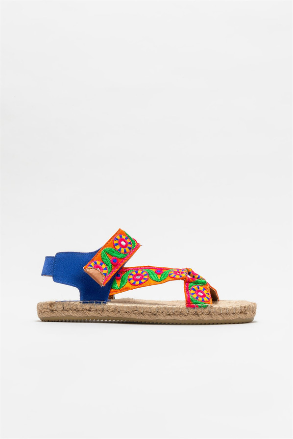 Mavi deri kadın espadril - Elle Shoes