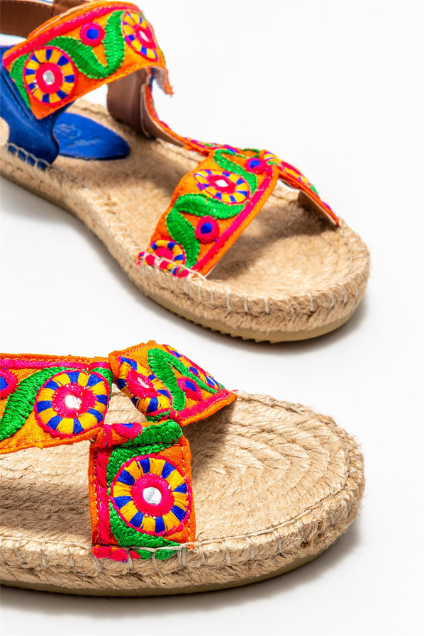 Mavi deri kadın espadril - Elle Shoes