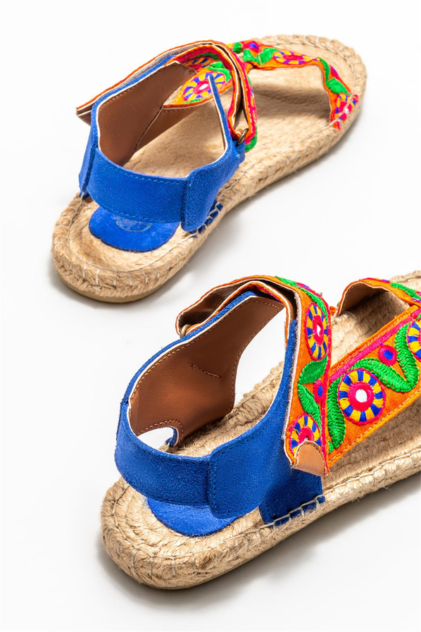Mavi deri kadın espadril - Elle Shoes