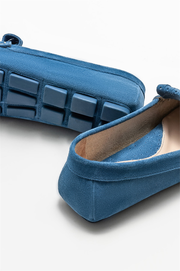 Mavi deri kadın günlük ayakkabı, günlük kullanım için - Elle Shoes