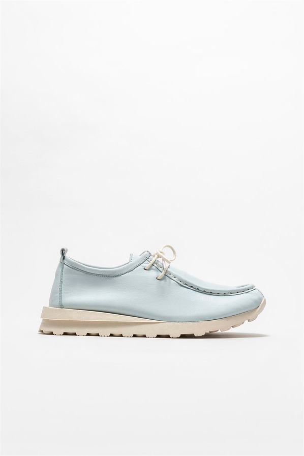Mavi deri kadın düz ayakkabı, günlük kullanım için - Elle Shoes
