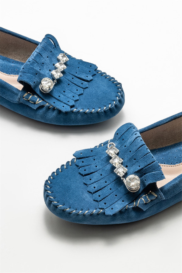 Mavi deri kadın günlük ayakkabı, günlük kullanım için - Elle Shoes