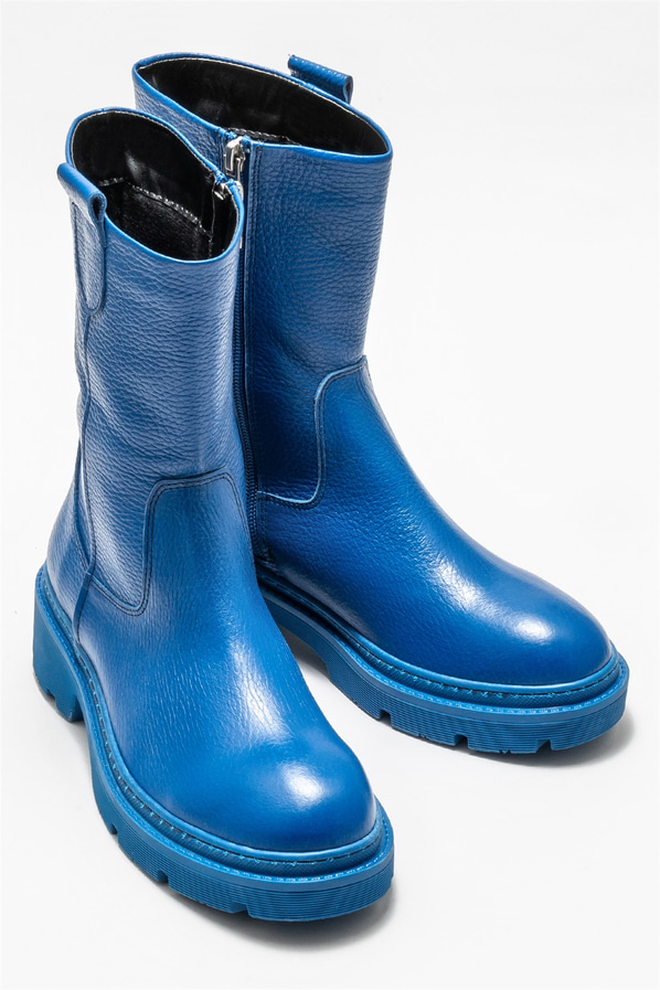 Mavi deri kadın bot, günlük kullanım için - Elle Shoes