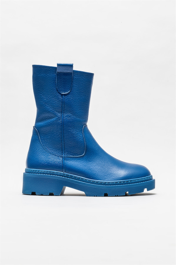 Mavi deri kadın bot, günlük kullanım için - Elle Shoes