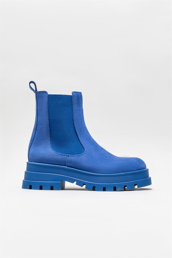Mavi deri kadın bot, günlük kullanım için - Elle Shoes
